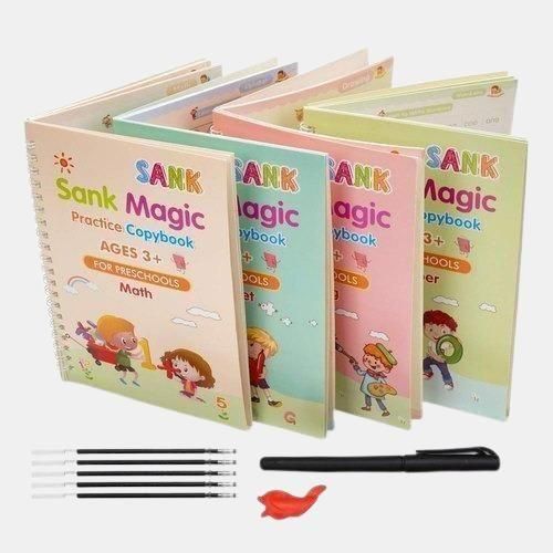 SANK Magic Handwriting Mastery Kit™  (4 Practice Copybooks + Magic Pen + Grip + 10 Refills)